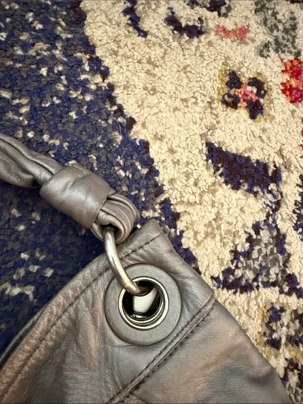 COACH Metallic Gray Leather Shoulder Bag